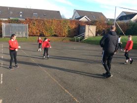 “P5/6 enjoying their P.E with Marty”